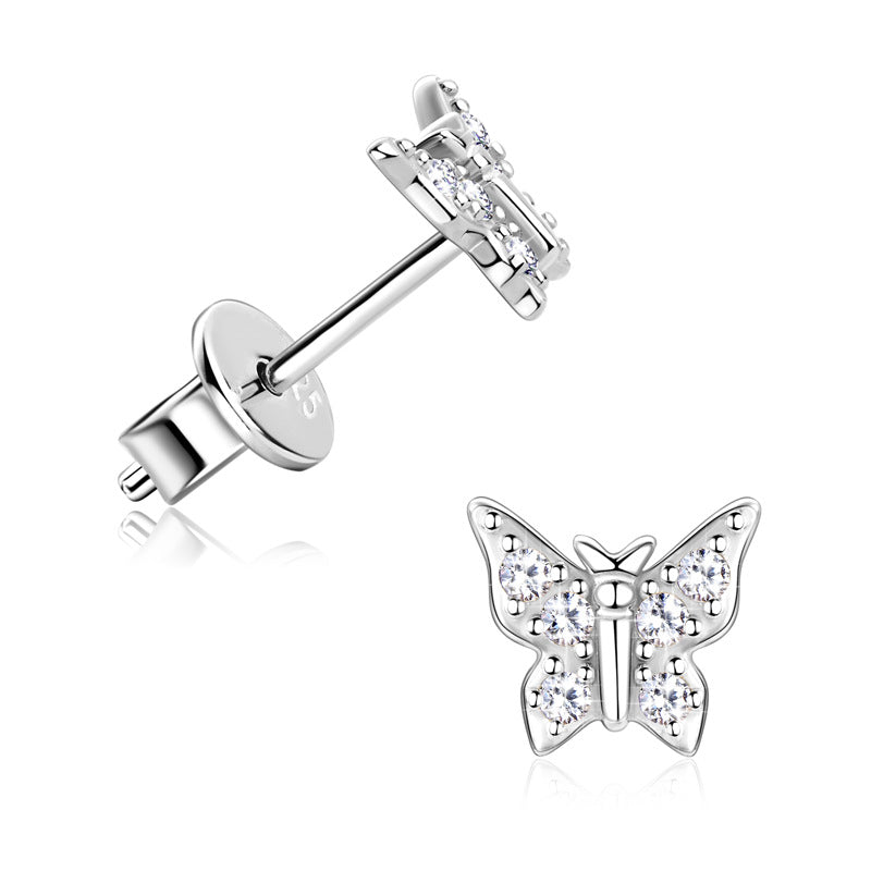 Koreanischer Schmetterlings-Moussanit-Diamant-Ohrring-Team S925 Zeng Silberschmuck