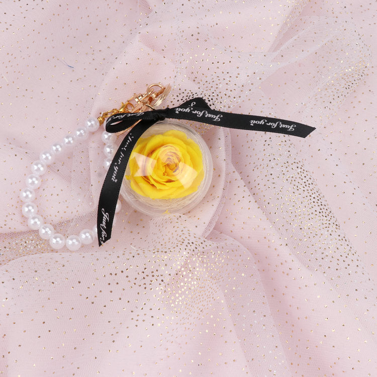 Rose Perianth Pearl Car Hanging Keychain