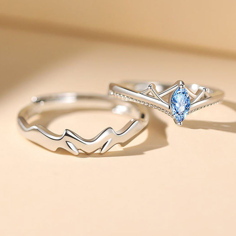 Valentinstagsgeschenk Mode Blauer Diamant Krone Ring