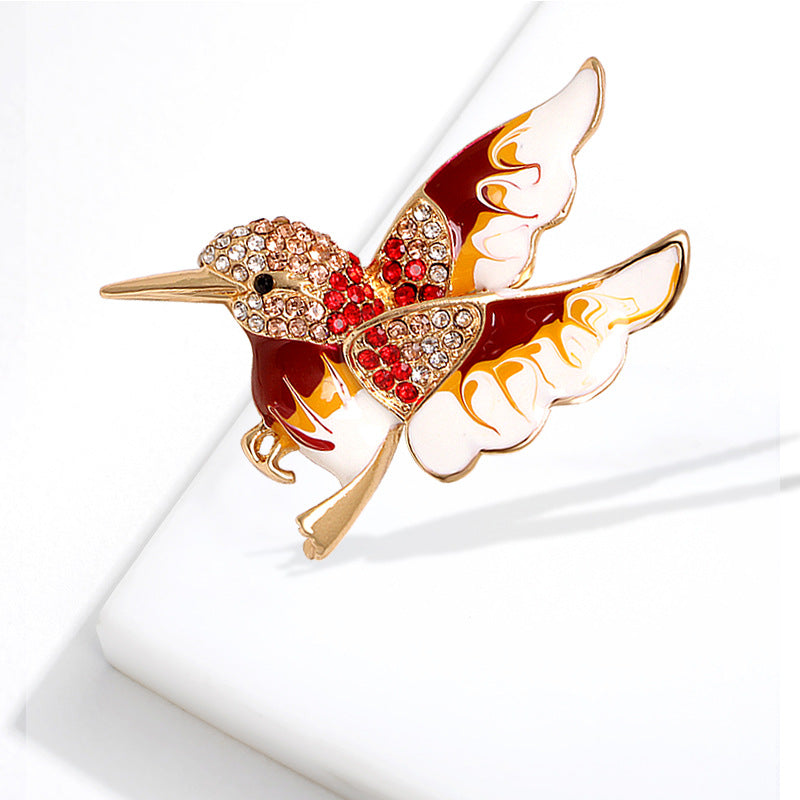 Mode Damen Bunte Kolibri-Emaille-Brosche