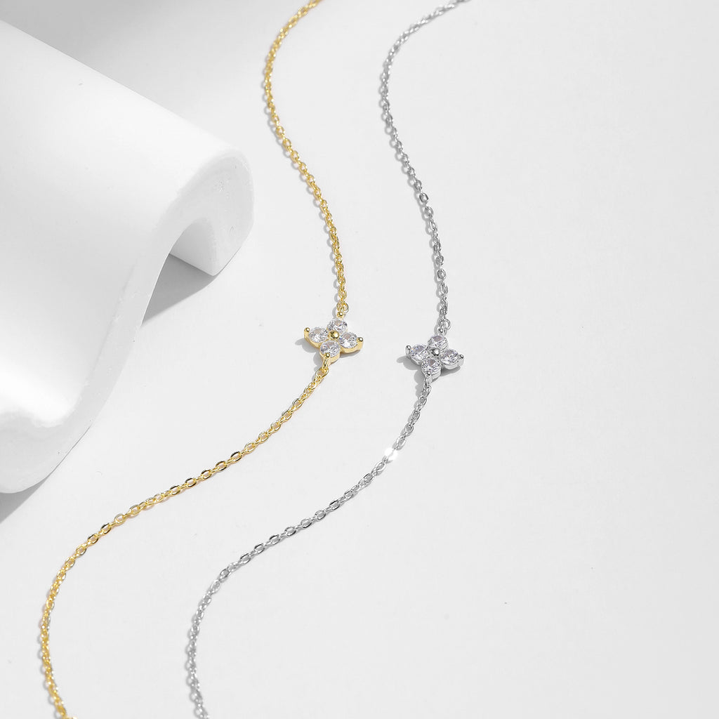 S925 Silber Kleeblatt Armband Volldiamant Armband