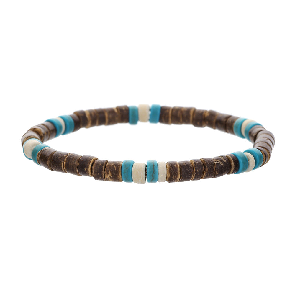 Simple Turquoise Wooden Bead Bracelet