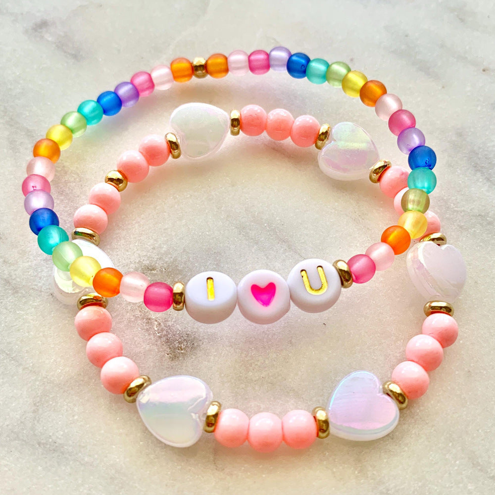 Colorful Dopamine Letter Love Acrylic Bracelet