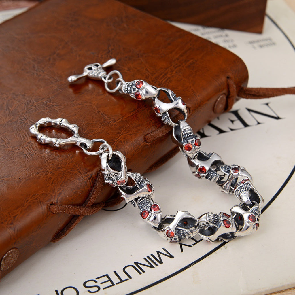 925 Silver Personalized Punk Hip Hop Men And Women Couple Dark Fashion Bracelet