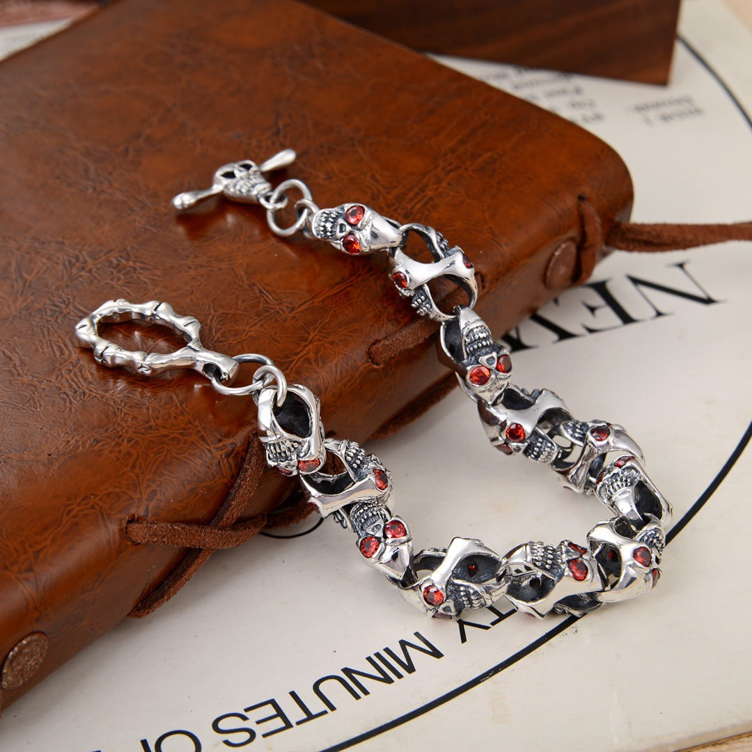 925 Silver Personalized Punk Hip Hop Men And Women Couple Dark Fashion Bracelet