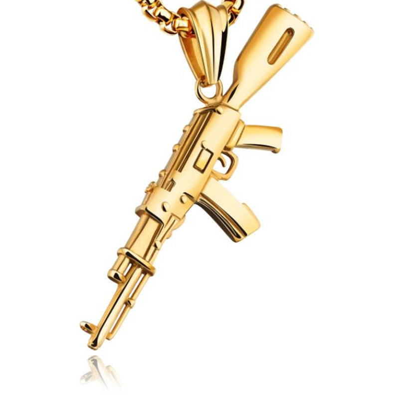 Herren AK47 Titanstahl Street Hip-Hop Dominante Edelstahl-Gewehrkette
