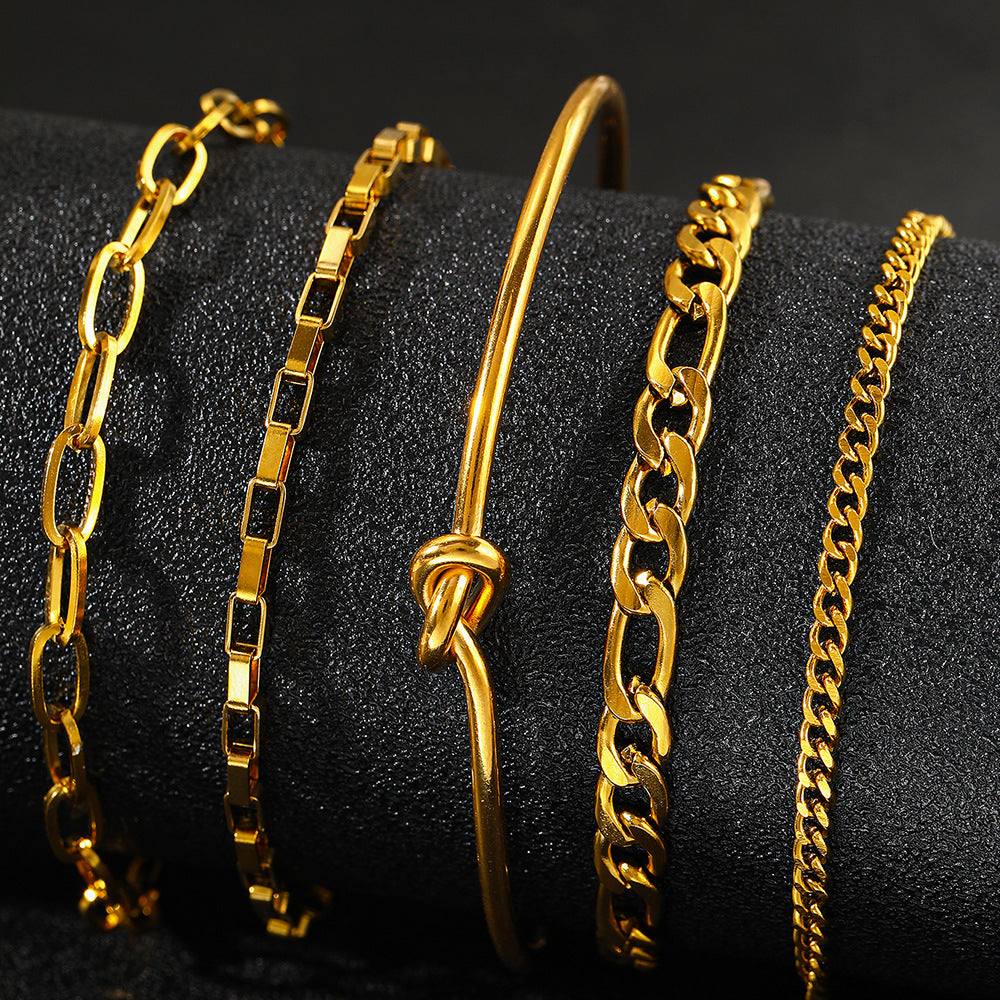 Retro Dicke Kette Personalisiertes Armband Mix And Match Offenes Armband Armband Twin Style Anzug
