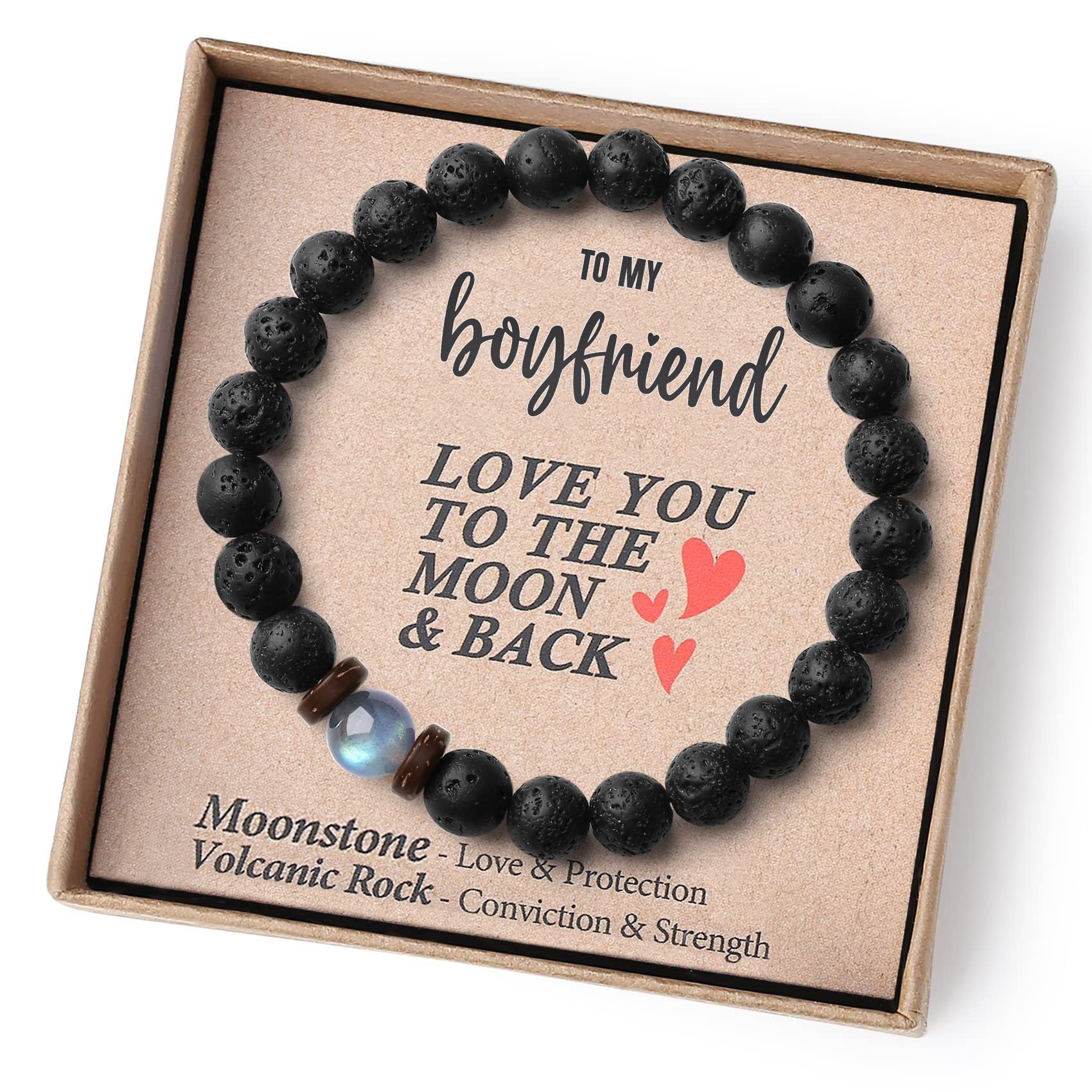 Pulsera de Piedra Volcánica Para Mi Hijo Cordón Elástico
