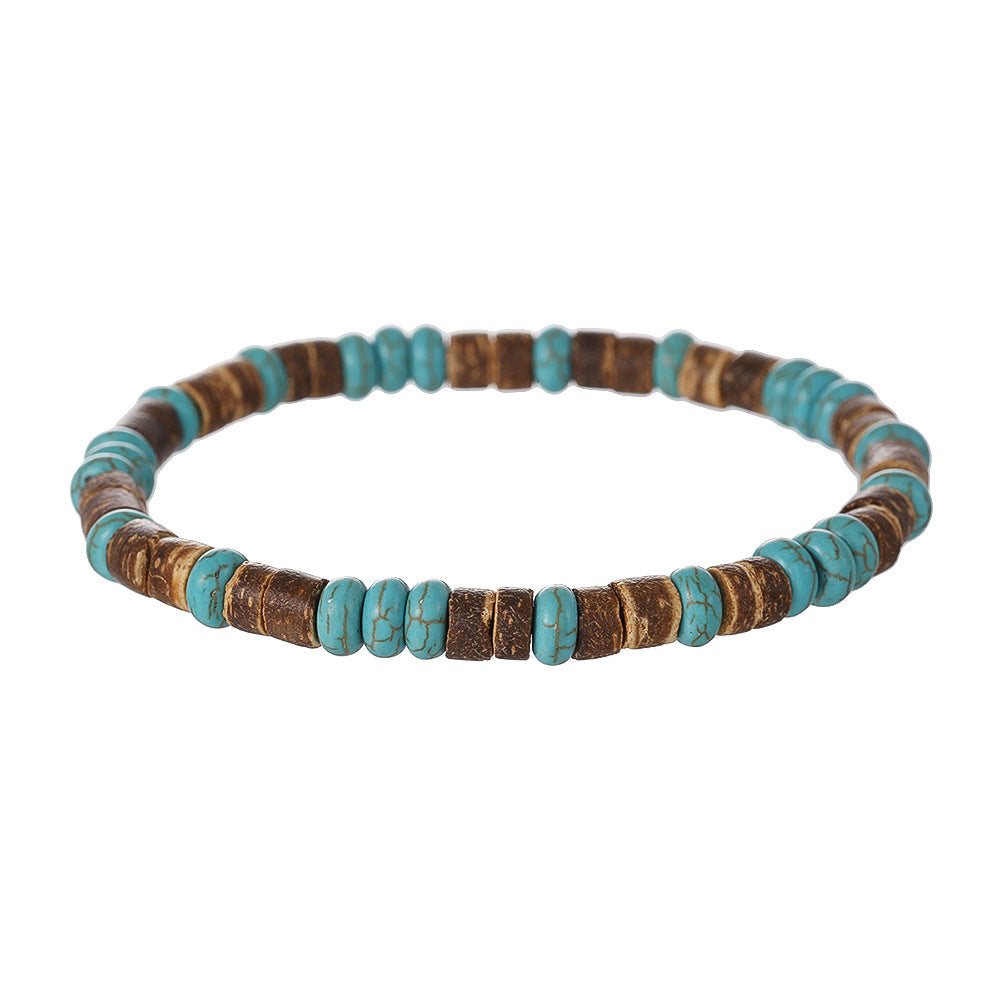 Simple Turquoise Wooden Bead Bracelet