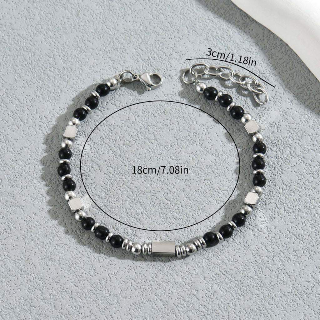 Geometrisches Retro-Natursteinarmband Nische