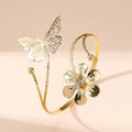Metall-Textur Dreidimensionale Blumen Exquisites Hohldesign Schmetterlings-Armschmuck