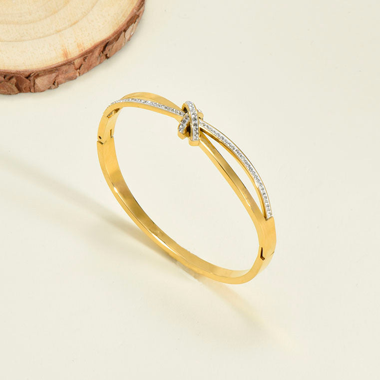 Titanium Steel Bracelet Korean Style Real Gold Plated 18K Gold Diamond Geometric Simple Stainless Steel
