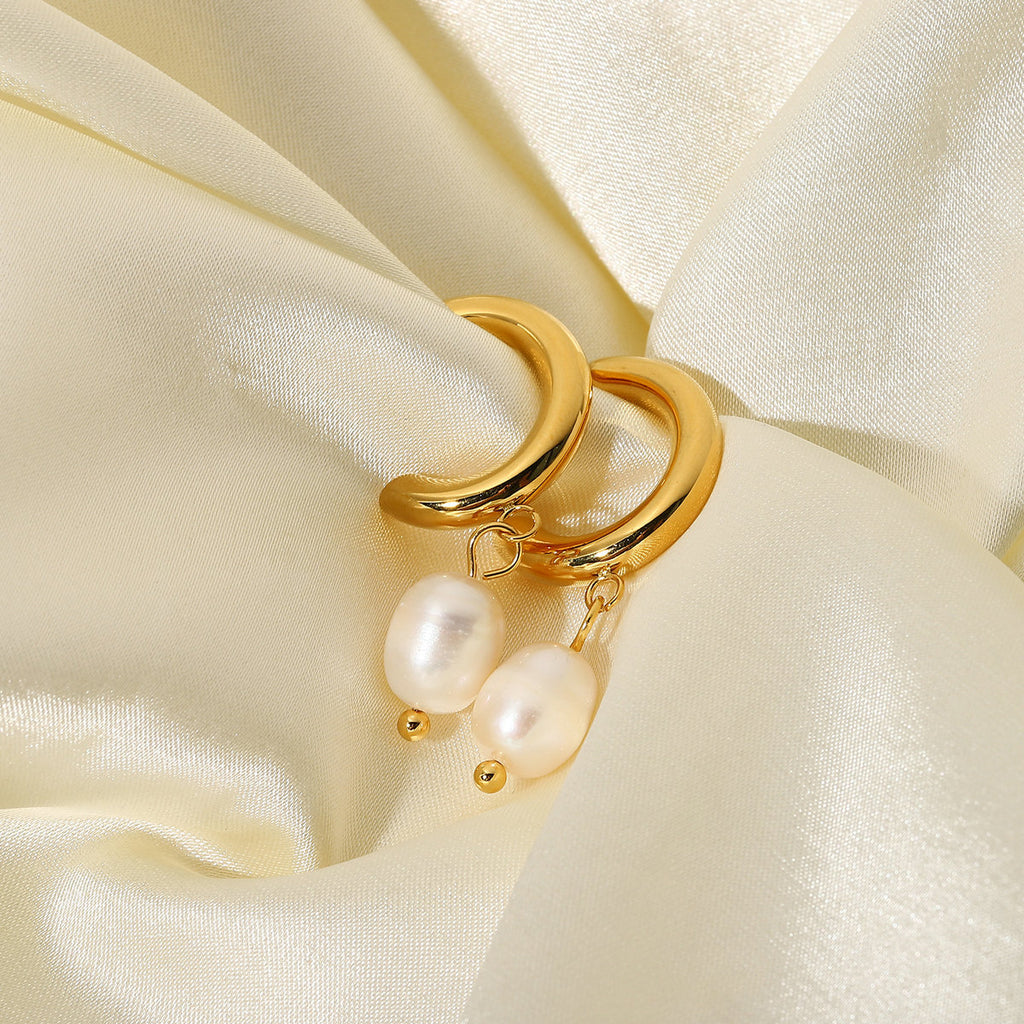 Modische Perlenohrringe aus 18K Gold Edelstahl