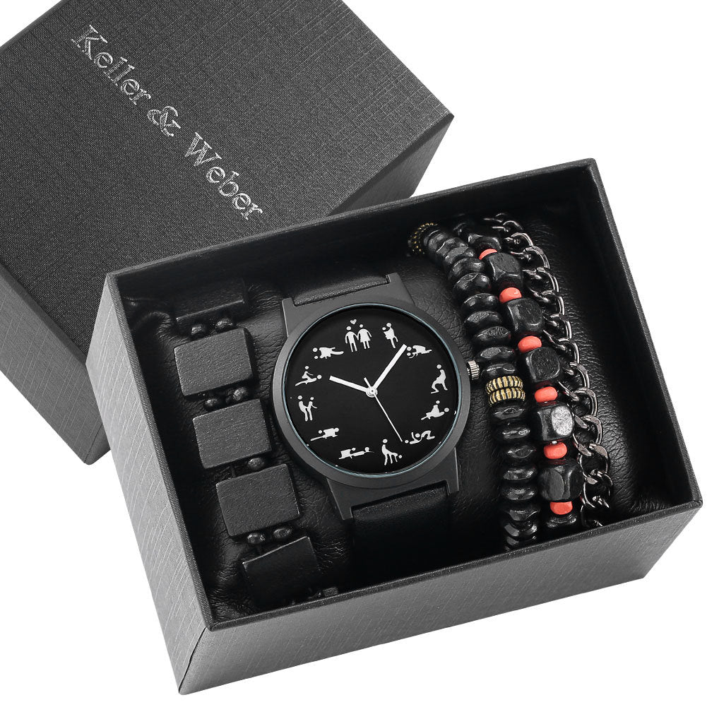 Herren Geschenkbox-Set Uhr Modeuhr Armband-Set Quarz