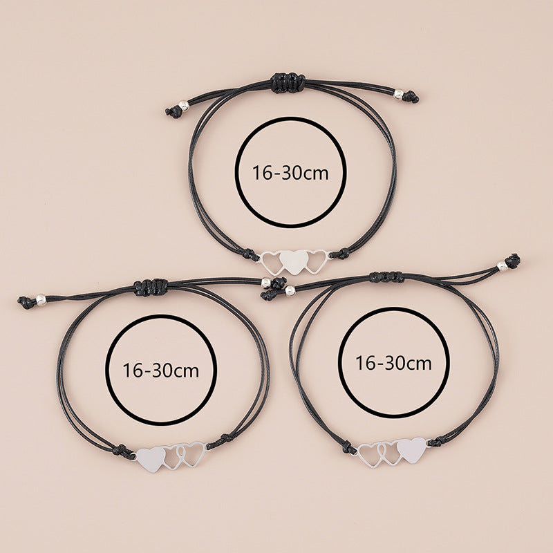 Edelstahl Herz Muttertag Handgeflochtenes Armband-Set