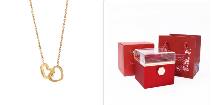 Stainless Steel Vacuum Plating Rose Gold Heart Necklace