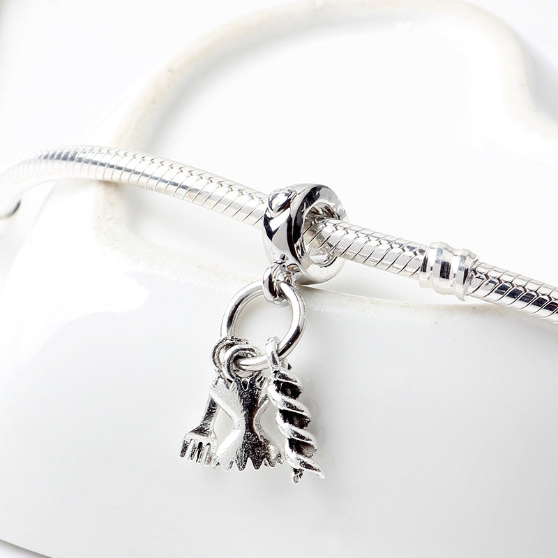 Elegantes accesorios de aleación de plata para tenedores de mesa para comidas compartidas