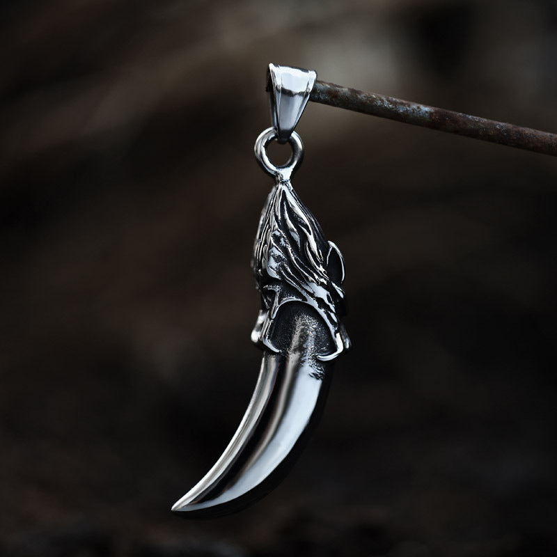 Nordischer Wikinger Wolfskopf-Anhänger aus Edelstahl