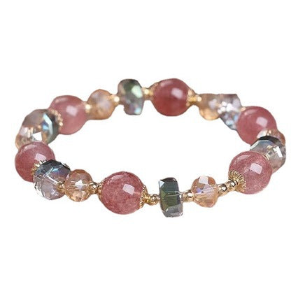 Natürliches Erdbeerquarz-Armband, schlicht