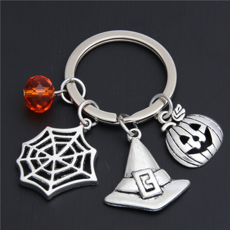 Llavero de Halloween Calabaza Mago Escoba Dientes
