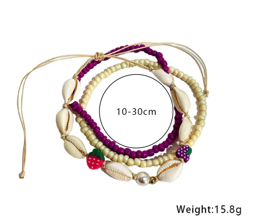Adornos para pies Bohemia Color Perla Concha de Estrella de Mar Colgante Tobillera Adorno de Estilo de Playa Femenino
