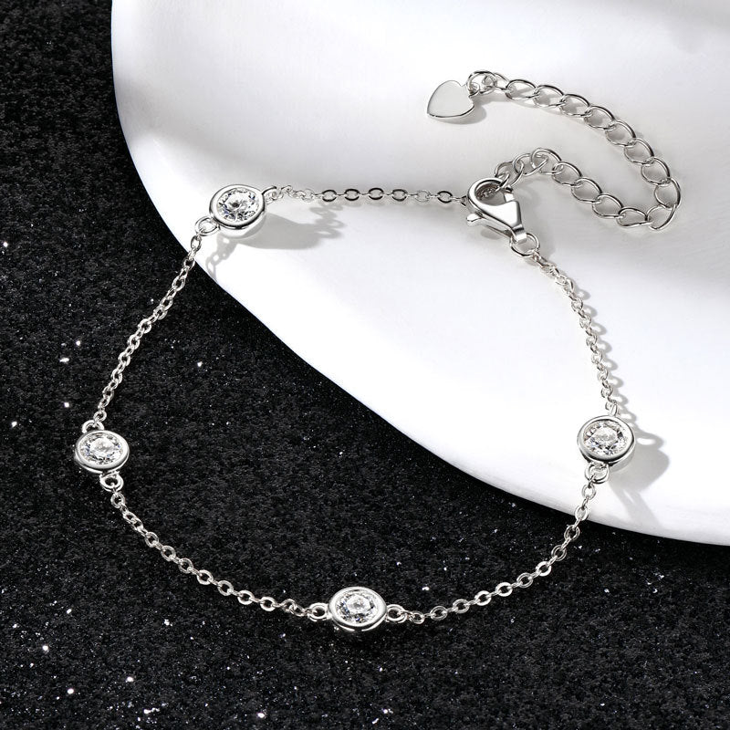 Ins Style All-match Sterling Silver Moissanite Bubble Bracelet