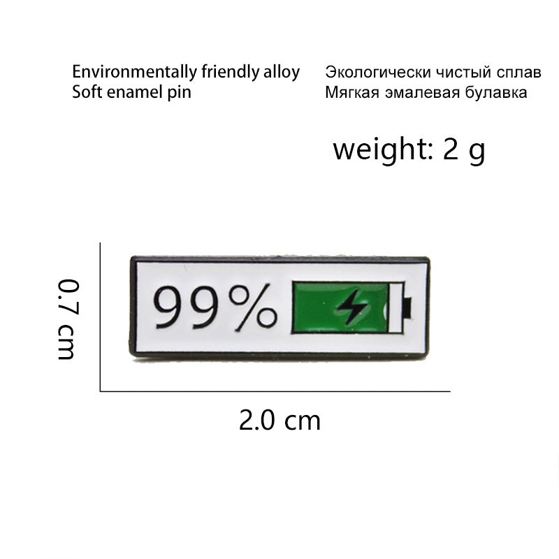 Broche de goteo de aceite creativo con indicador de uso de batería de teléfono móvil, insignia para bolso vaquero, todo a juego