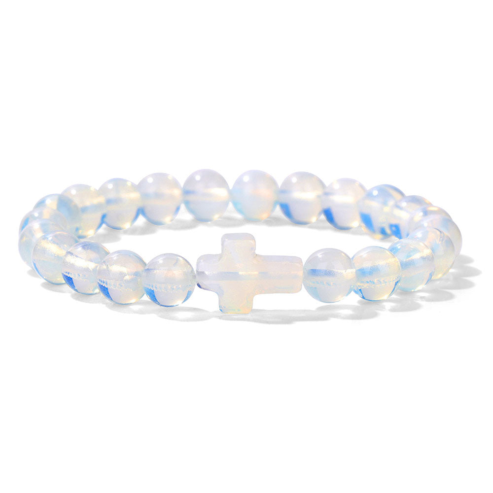 Stone Bead Cross Bracelet Women's Simple Retro