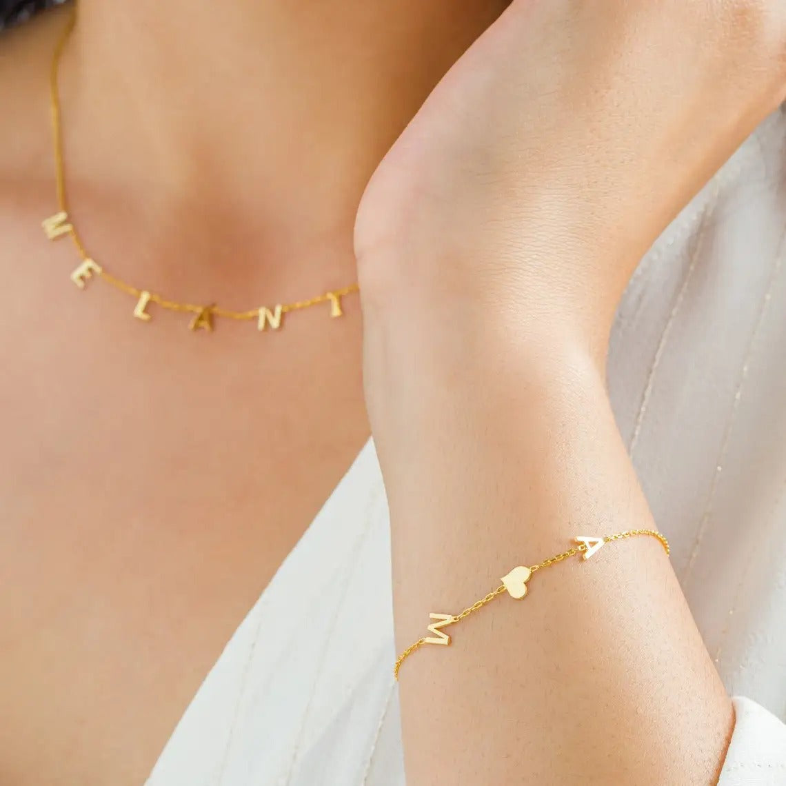 Pulseras personalizadas con letras y nombres para mujer, hombre y niño, de acero inoxidable, color oro, iniciales, pulsera con corazón, joyería, regalo de cumpleaños