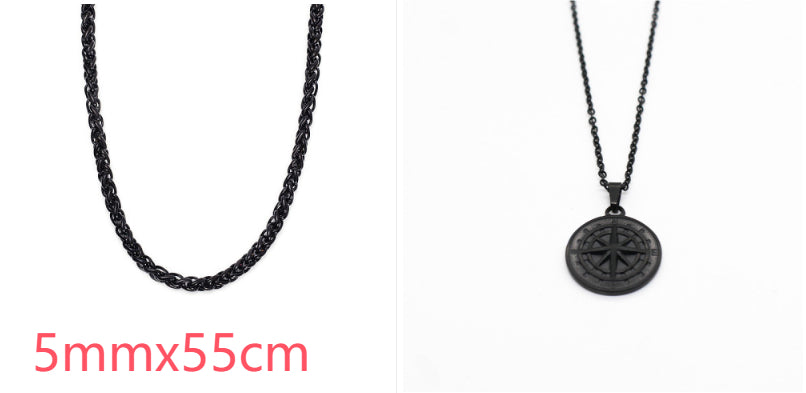 Stainless Steel Compass Compass Hip Hop Pendant Necklace