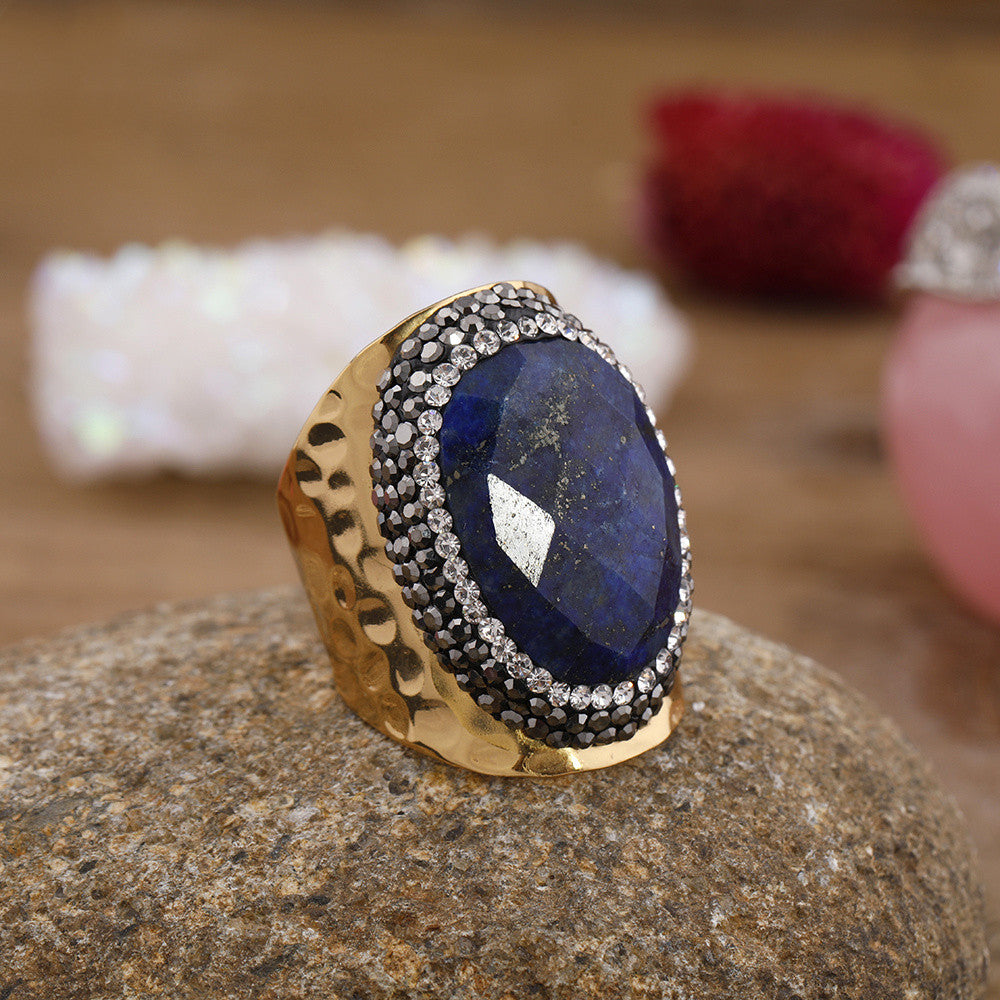 Damen Strass Natur Türkis Ring Schmuck