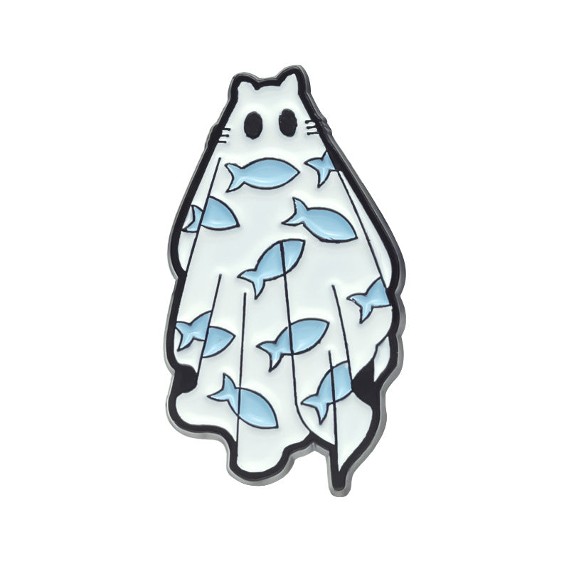 Broche de metal con forma de fantasma bonito de Halloween, accesorios de dibujos animados