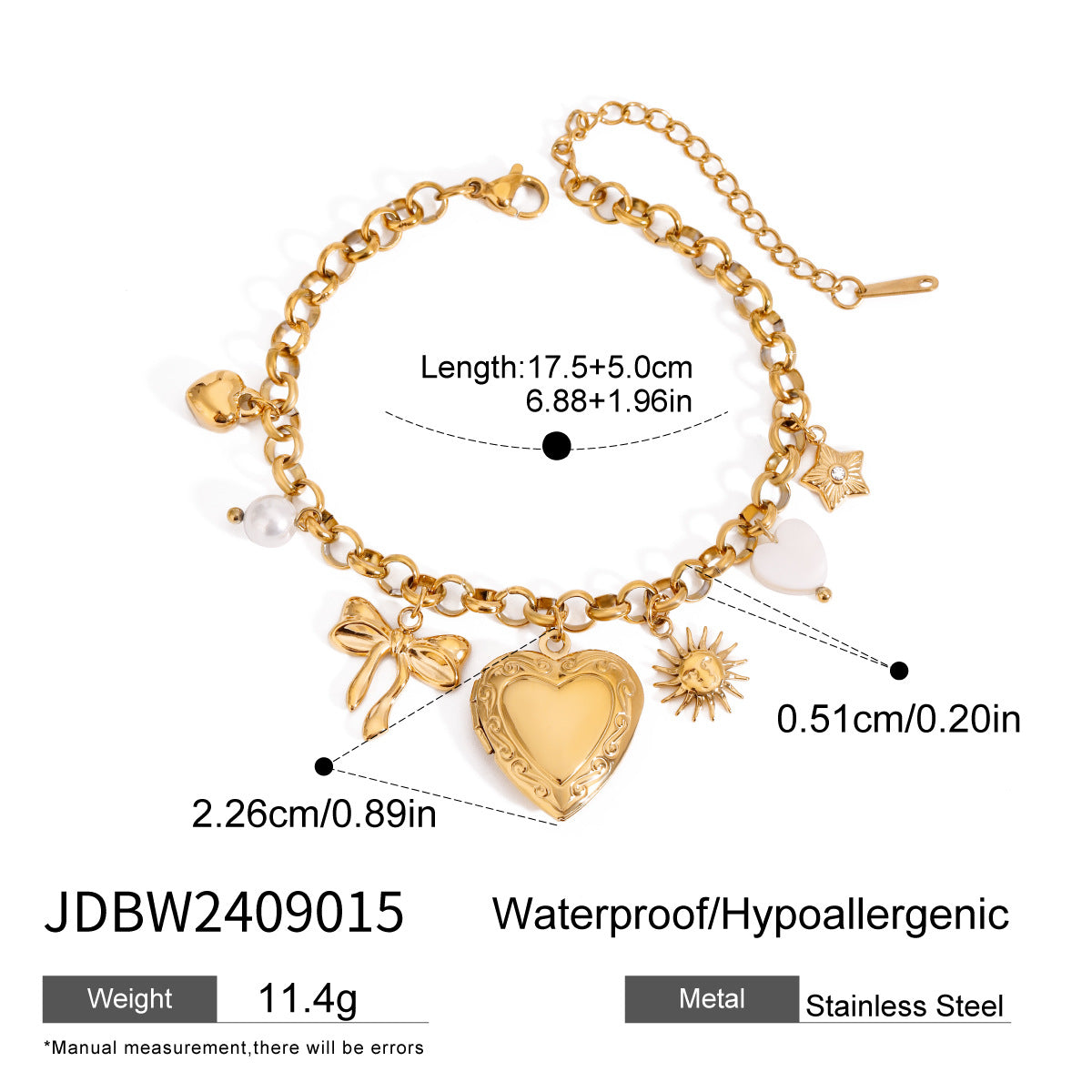 Love Chain Bracelet Fashion Titanium Steel Pearl Bow Bracelet