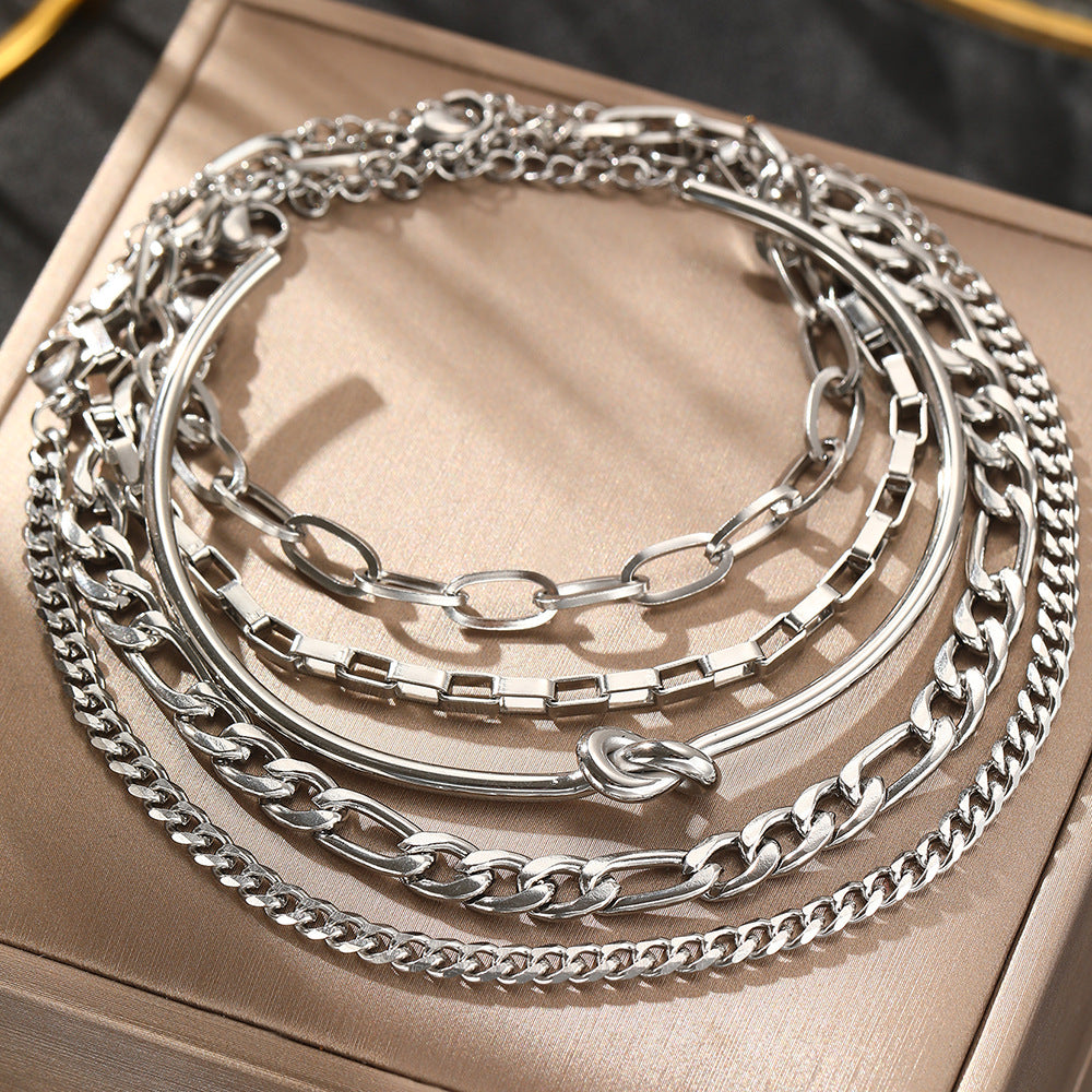 Pulsera Retro de Cadena Gruesa Personalizada Pulsera Abierta Intercambiable Estilo Gemelo