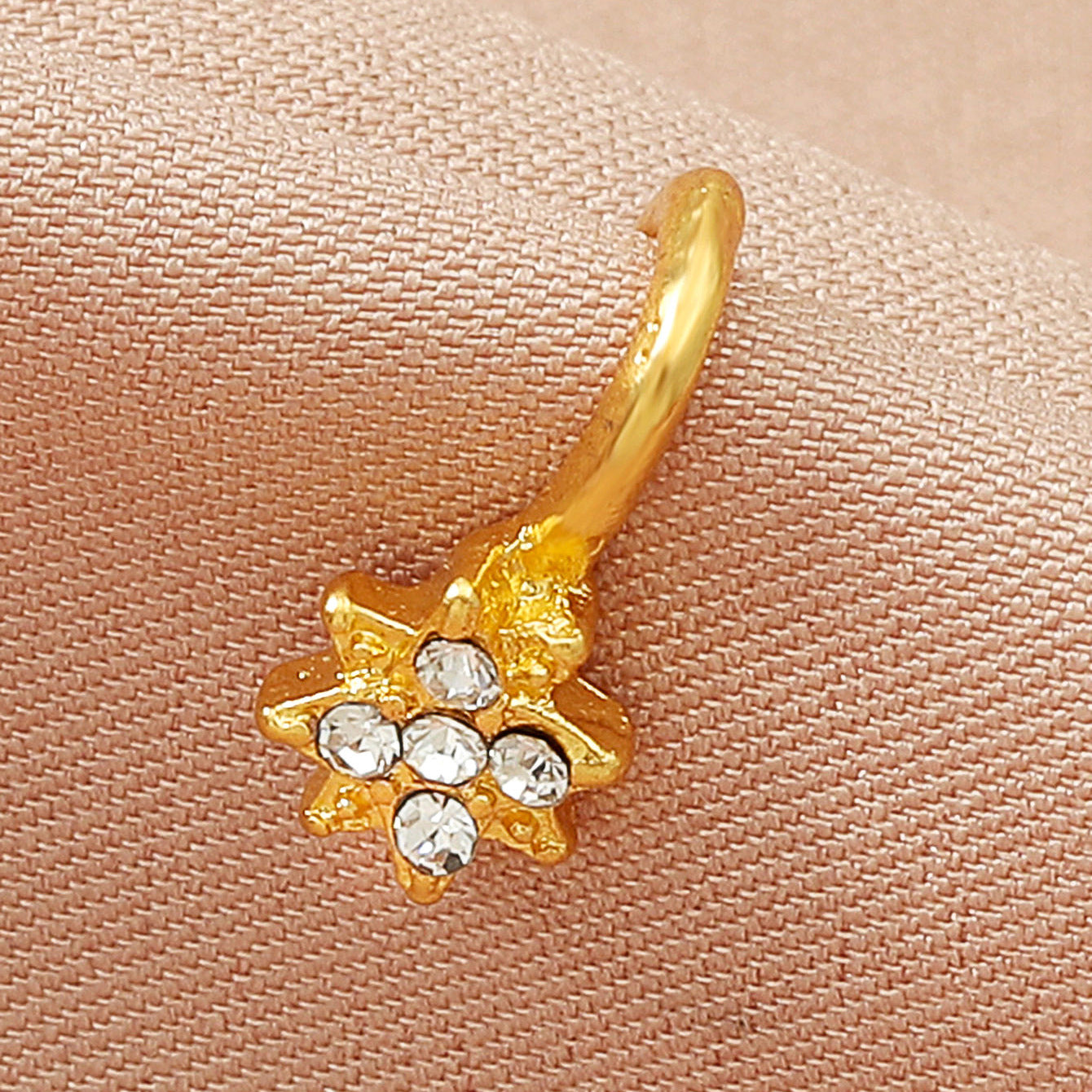 Anillos de nariz de circonio, de metal, con forma de U, hojas, corazón, piercing para la nariz
