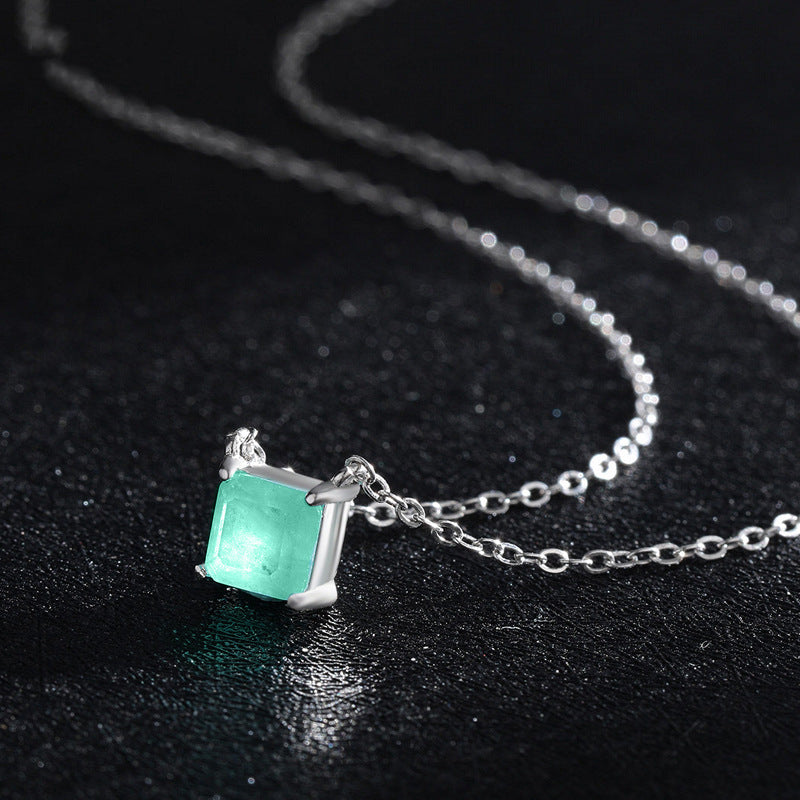 Temperament S925 Sterling Silber Imitation Paraiba Turmalin Halskette