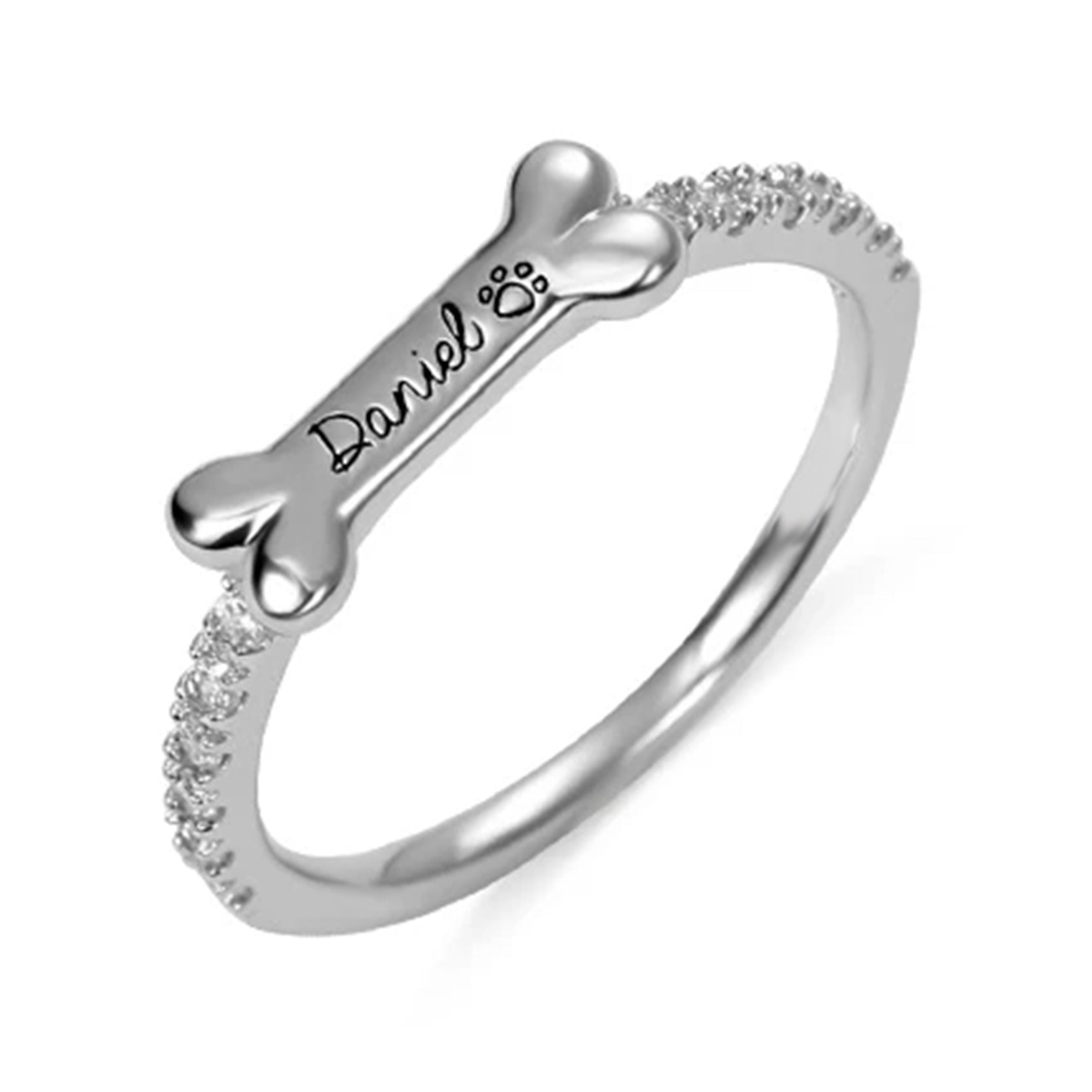 Personalisierter Haustier Katzenohren Namensring Modeschmuck