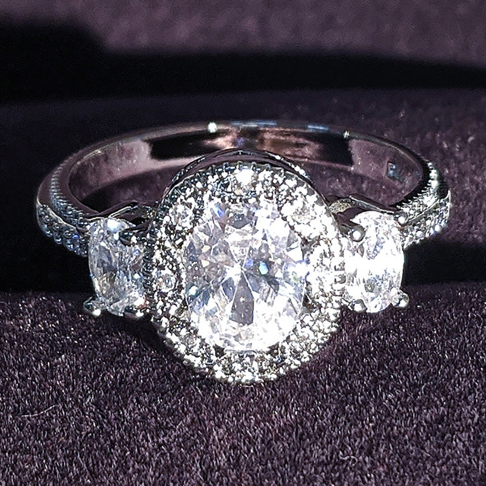 Damen Eleganter Modischer Ovaler Silberring