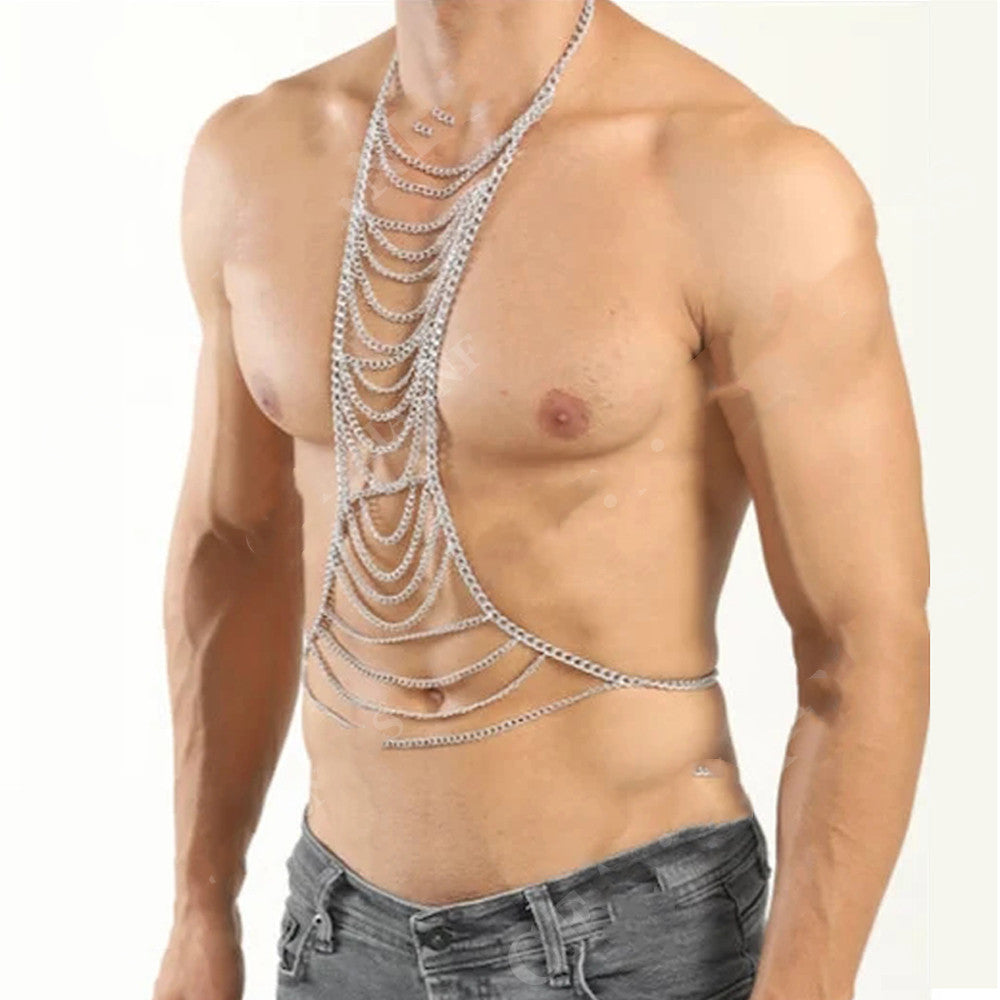Cadenas Corporales para Hombre, Joyería de Cosplay para Festivales, Collares de Pecho