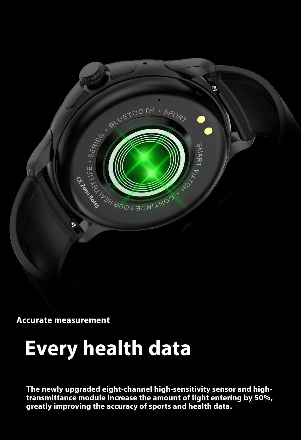 Smart Call Bluetooth HK49 Schlaf-Herzfrequenz-Blutzuckerüberwachung Wasserdichte Sportuhr