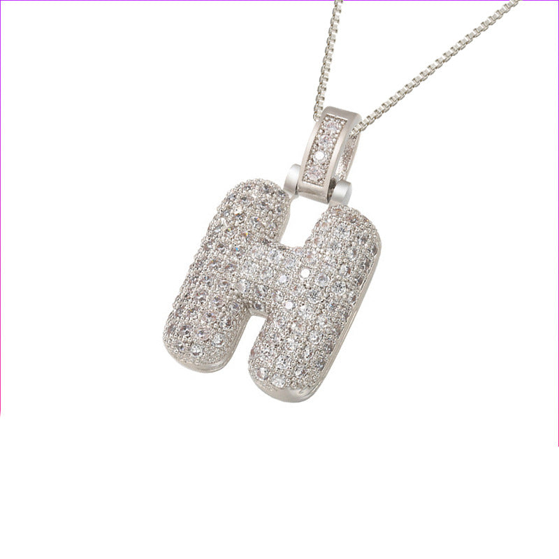 Schlüsselbeinkette Kupfer Mikro-intarsierte Zirkon 26 Buchstaben-Anhänger-Halskette für Frauen Geburtstag Schmuck Geschenke