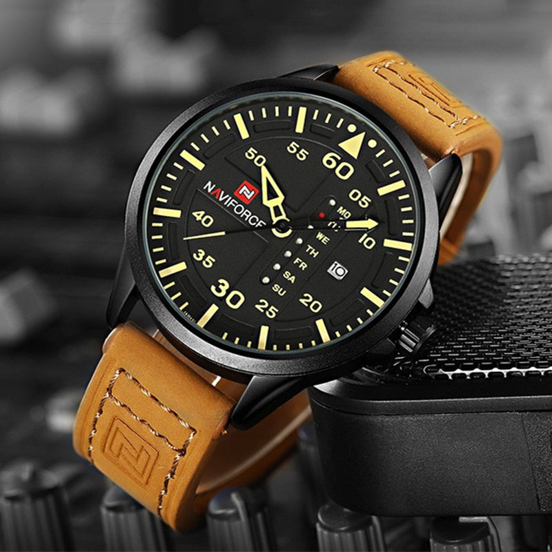 Top Luxusmarke NAVIFORCE Herren Sportuhren Herren Quarz Datum Uhr Mann Leder Armee Militär Armbanduhr Relogio Masculino