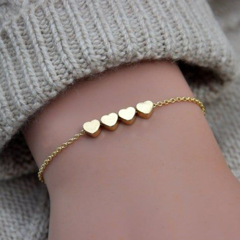 Modeschmuck Exquisiter Neuer Koreanischer Modetemperament Einfaches Dünnes Ketten-Herzarmband für Frauen Mädchen Geburtstagsparty Schmuckgeschenk