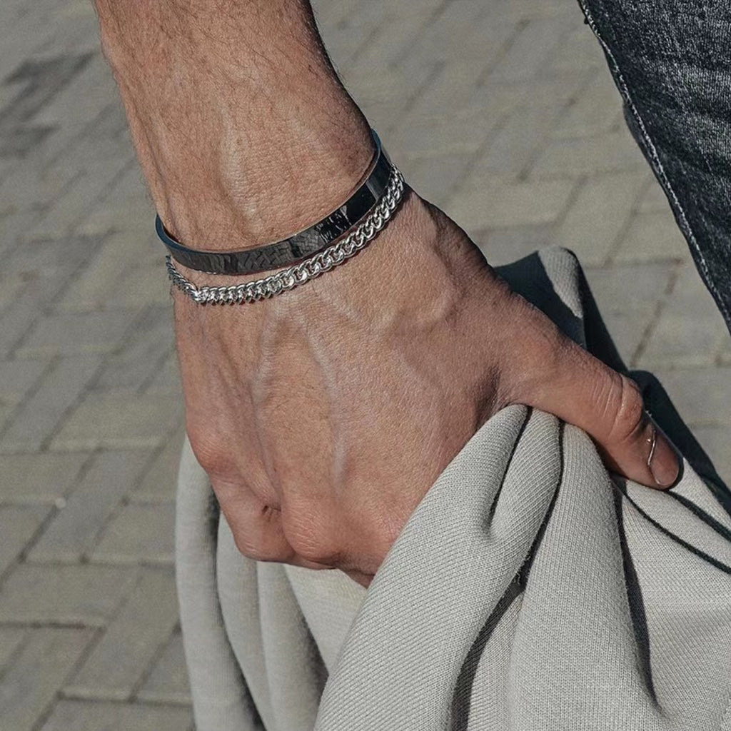 Pulsera de marca de moda urbana para hombre con cadena cubana de plata esterlina 925 y personalidad
