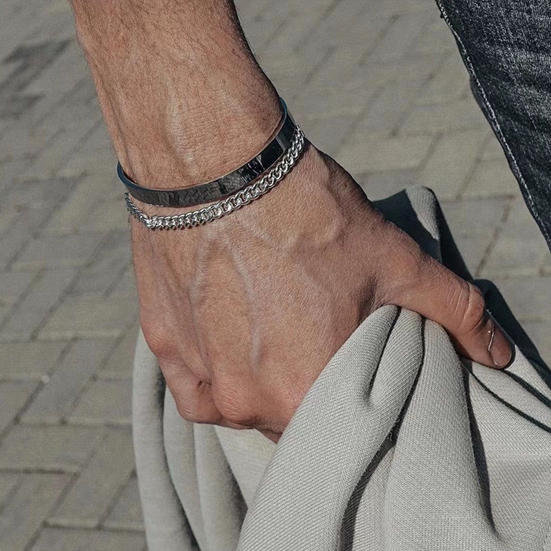 Pulsera de marca de moda urbana para hombre con cadena cubana de plata esterlina 925 y personalidad