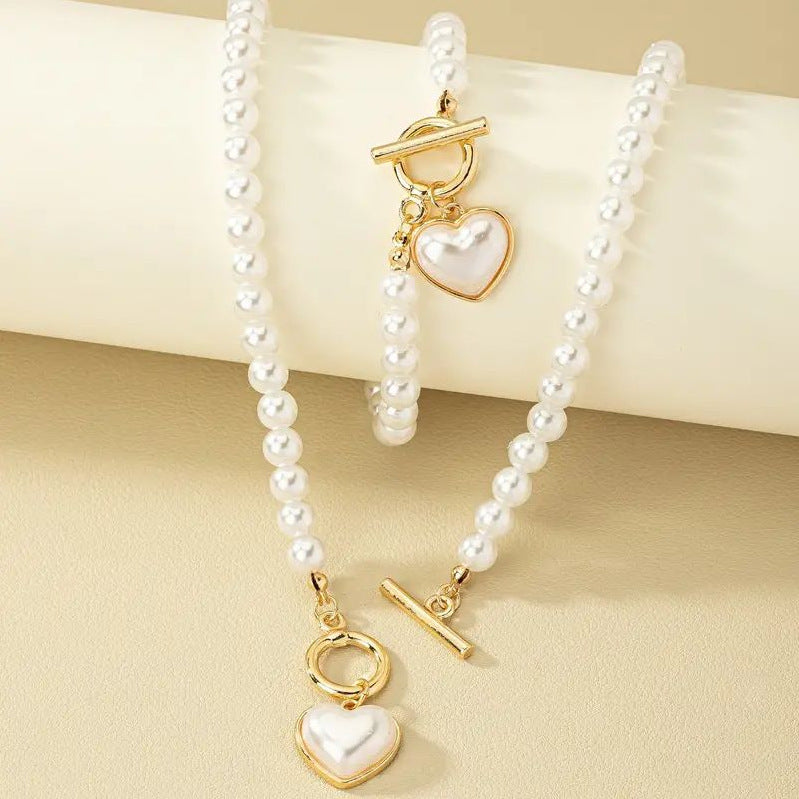 Liebe Perle OT Schnalle Halskette, Armband Set