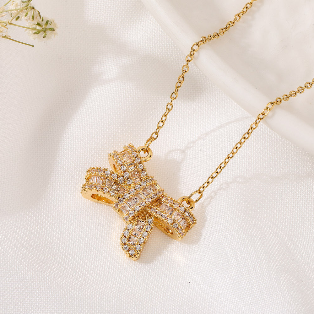 Women's Fashionable Elegant Bow Pendant Necklace