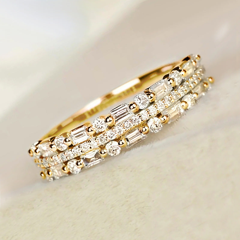 Mehrschichtiger Ring Dreischichtiger feiner Kreislinien-Design für Frauen, Vollfinger-Ringe, Schmuckgeschenke
