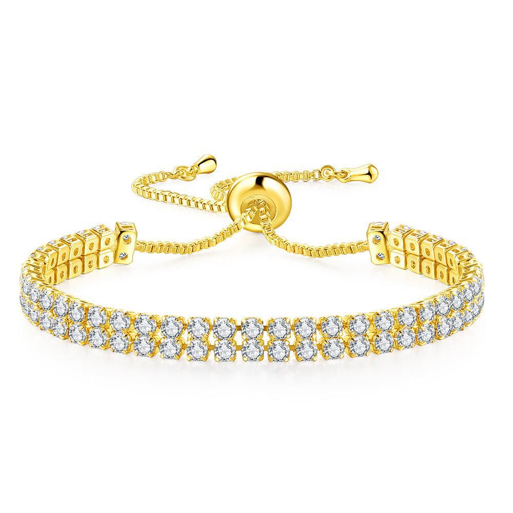 Pulsera de moda de doble fila de circonitas para mujer Pulsera de diamantes de imitación