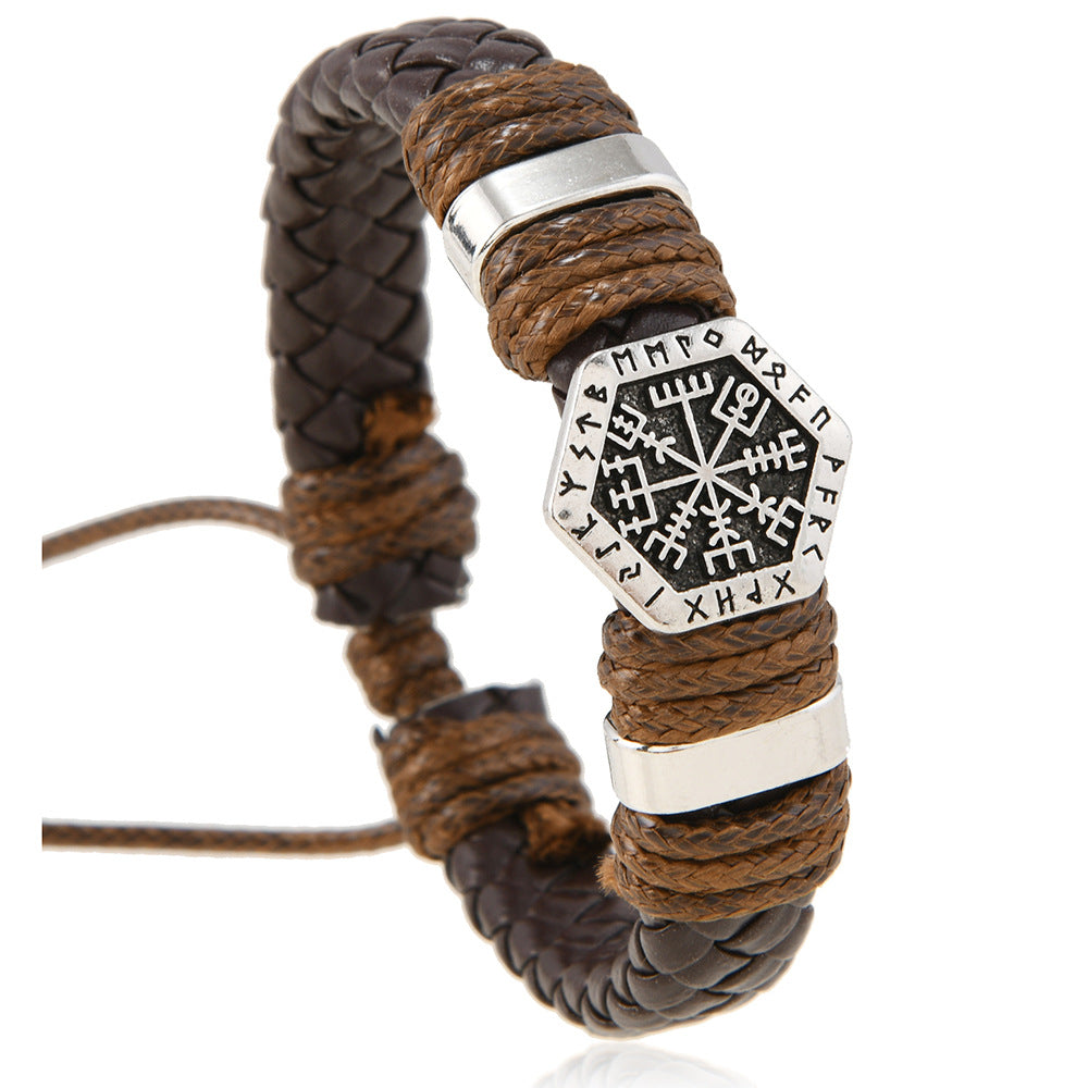 Retro Personality Trendy Oracle Compass Pu Leather Pull-out Men's And Women's Bracelet